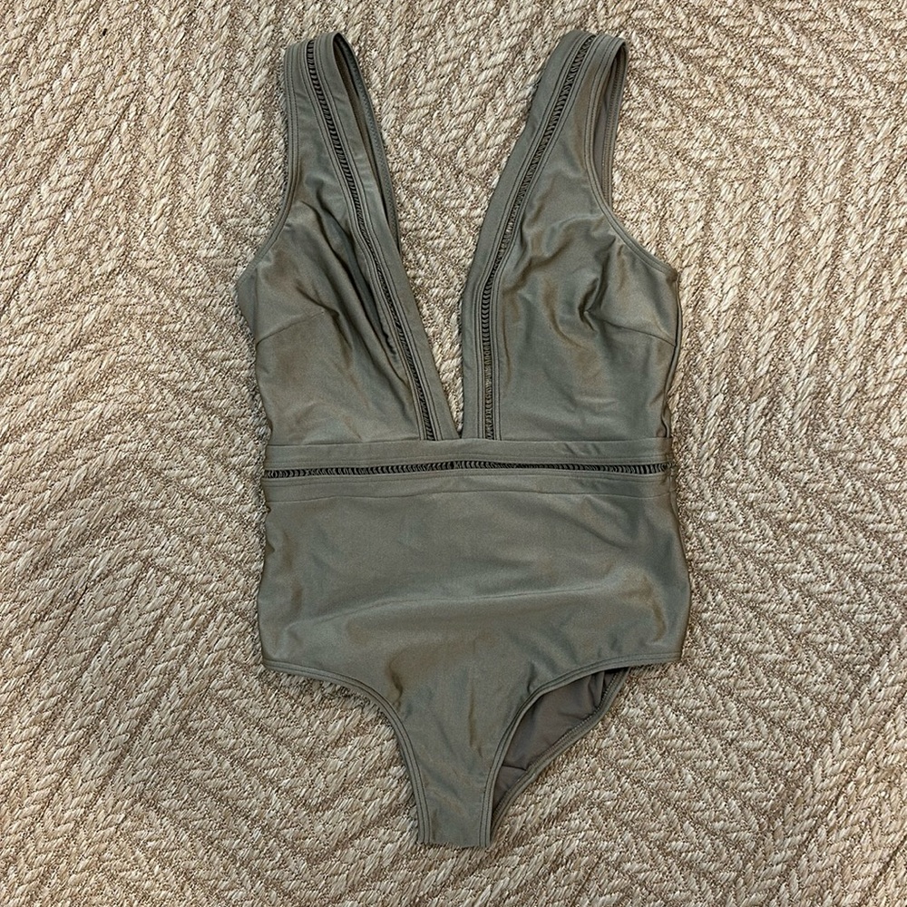 Ted Baker One Piece Swimsuit Deep V Green US 8
